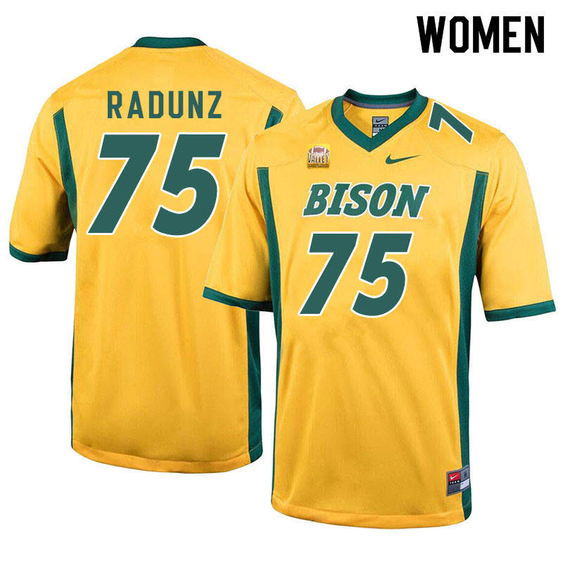 Women #75 Dillon Radunz North Dakota State Bison College Football Jerseys Sale-Yellow - Click Image to Close